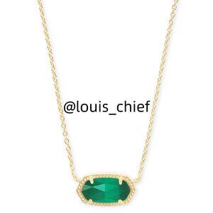 Elisa Gold Pendant Necklace in Emerald Cat's Eye